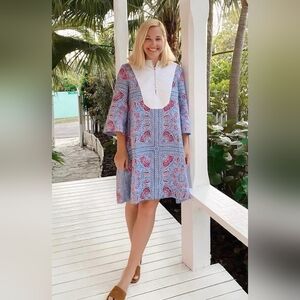 Wiggy Kit Cutter Linen Mini Dress Bandana Print Size Medium